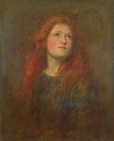 Portrait study of a girl with red hair by George Frederick Watts